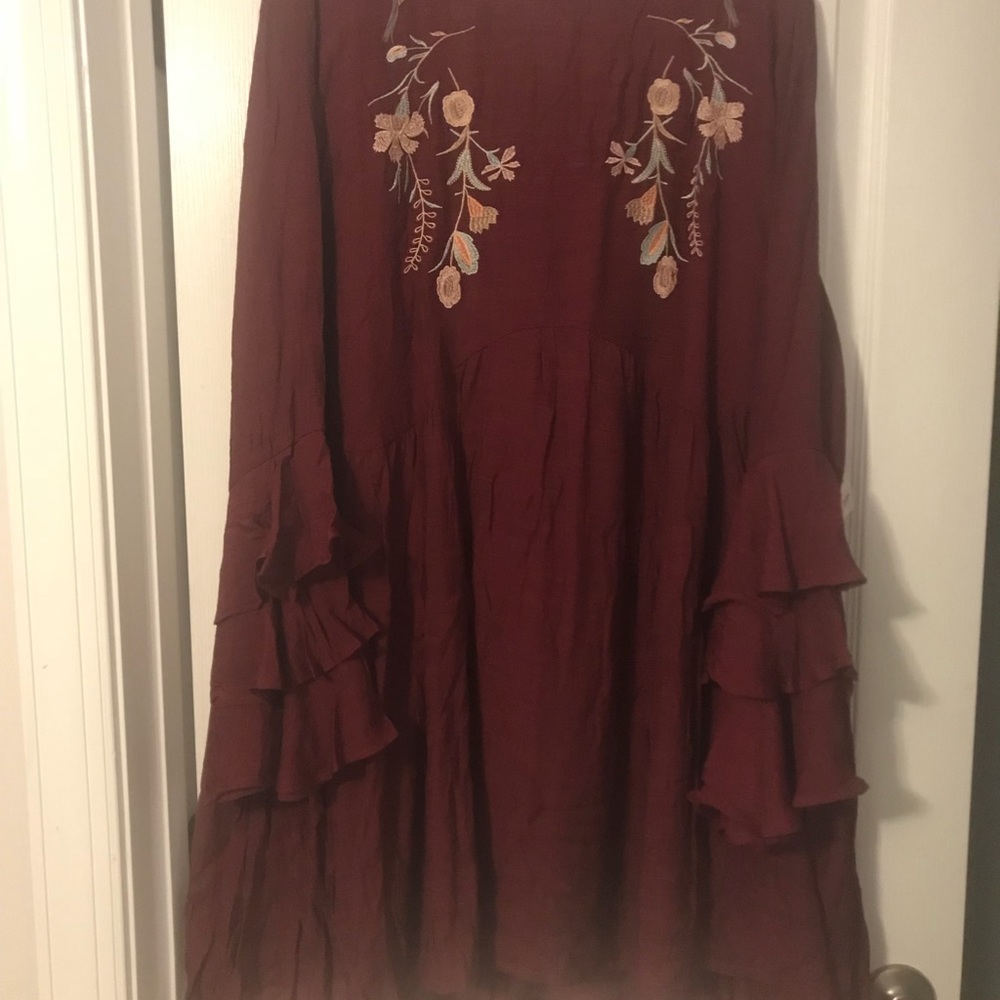 Maroon embroidered dress from Altar’d State